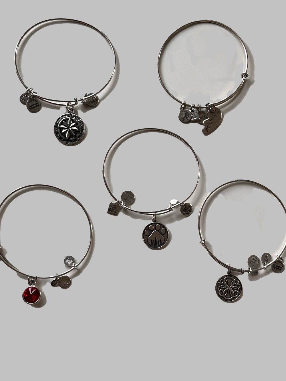 Alex &Ani 5 Silver Bangles